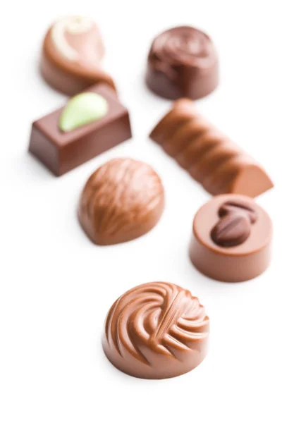 Blandade belgiska praliner. Choklad tryffel. — Stockfoto