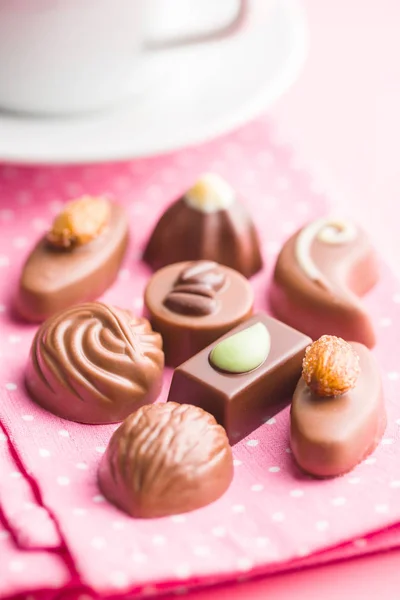 Mixed belgian pralines. Chocolate truffles. — Stock Photo, Image