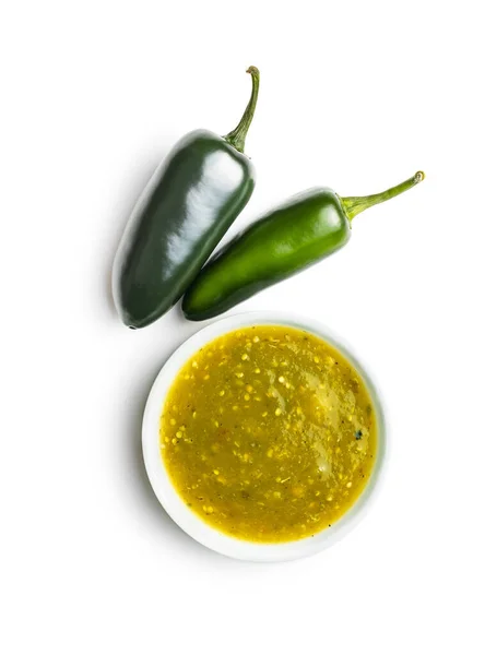 Зелений перець халапено і табасковий соус . — стокове фото