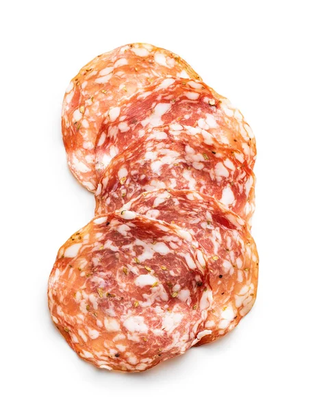 Нарізані салямі. М'ясо ковбаси . — стокове фото