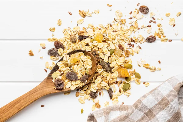 Desayuno saludable con cereales. Muesli mixto . — Foto de Stock