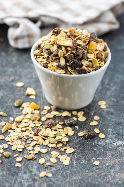 Friska flingor frukost. Blandad müsli. — Stockfoto