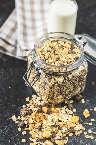 Healthy cereal breakfast. Mixed muesli. — Stock Photo, Image