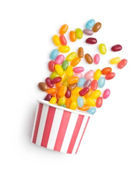 Jellybeans Fruités Gelée Colorée Savoureuse Haricots Dans Une Tasse Papier — Photo