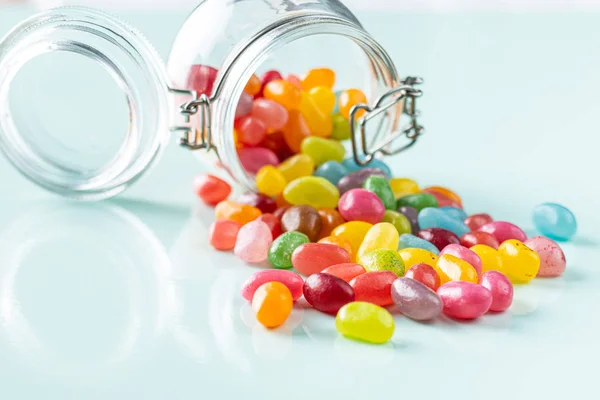 Fruitige Jellybeans Lekkere Kleurrijke Gelei Bonen Kleurrijke Achtergrond — Stockfoto