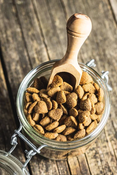 Dried Kibble Pet Food Jar Heart Shape Dried Animal Food — Stock Photo, Image