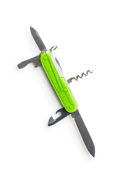 Зеленый Перочинный Нож Изолированный Белом Бэкграунде — стоковое фото