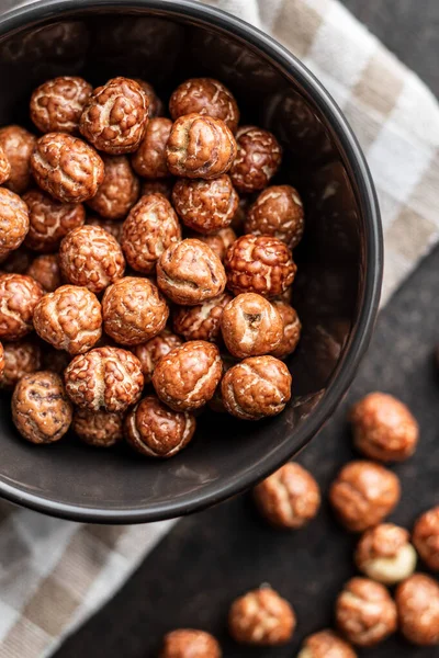 Hazelnuts Sugar Icing Bowl Top View — Stock Photo, Image