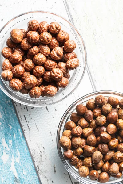 Hazelnuts Sugar Icing Bowl Top View — Stock Photo, Image