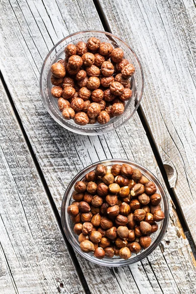 Hazelnuts Sugar Icing Bowl Top View — Stock Photo, Image