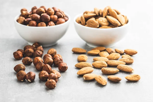 Almendras Avellanas Secas Tazón — Foto de Stock