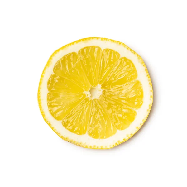 Scheibe Gelbe Zitrone Isoliert Auf Weißem Hintergrund Ansicht Von Oben — Stockfoto