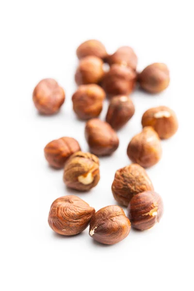 Peeled Hazelnuts Isolated White Backround — Stock Photo, Image