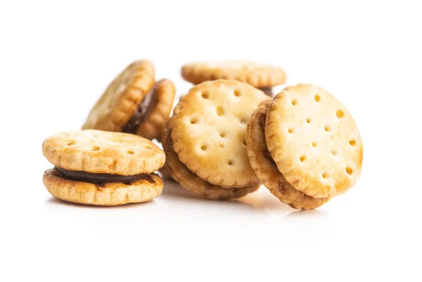 Mini Cream Sandwich Cookies Isolated White Background — Stock Photo, Image