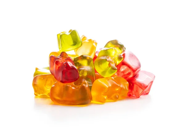Gummibjörnar Gelégodis Färgglada Bonbons Isolerade Vit Bakgrund — Stockfoto