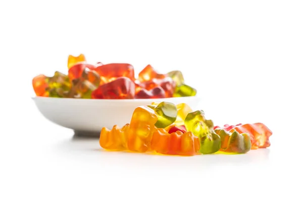 Gummy Bears Jelly Candy Colorful Bonbons Isolated White Background — Stock Photo, Image