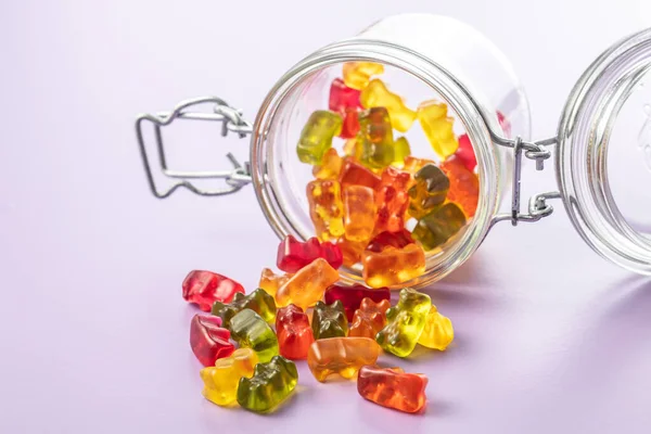 Gummibjörnar Gelégodis Färgglada Bonbons Färgglada Bakgrund — Stockfoto