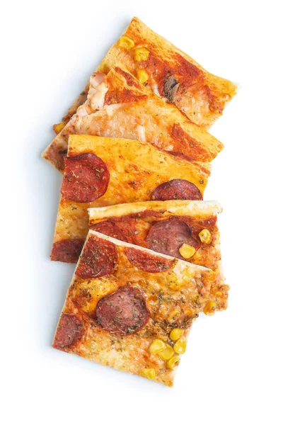 Pezzi Pizza Italiana Fatta Casa Isolati Sfondo Bianco — Foto Stock