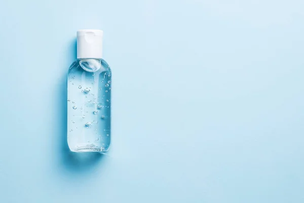 Antibacterial Cleaning Gel Coronavirus Prevention Hand Sanitizer Gel Blue Background — Stock Photo, Image