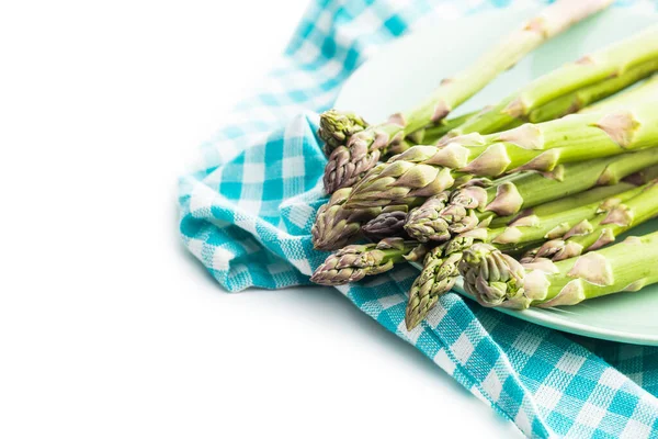 新鮮な緑のアスパラガス 白を基調としたヘルシーな季節野菜 — ストック写真