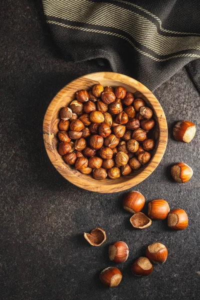 Hazelnuts Many Nuts Bowl Top View — Stock Photo, Image