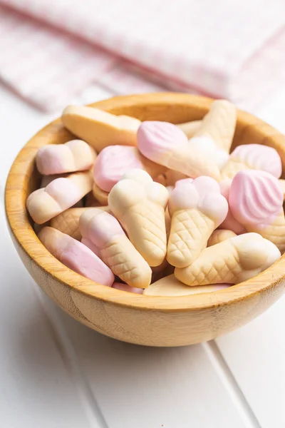 Jelly Candy Shape Ice Cream Gummy Bonbons Bowl White Table — Stock Photo, Image