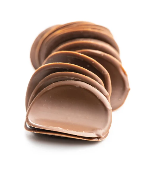 Chips Chocolate Escuro Isolado Fundo Branco — Fotografia de Stock