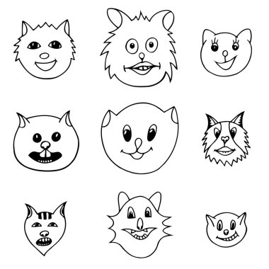 Çok güzel Karikatür yüzler kediler