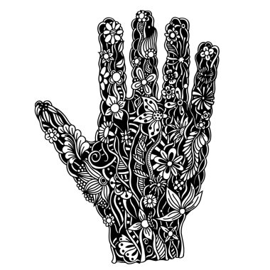 Çiçek palmiye, el çizilmiş