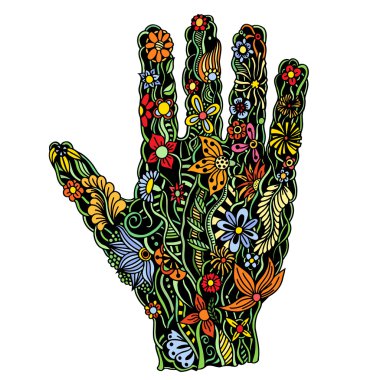 Çiçek palmiye, el çizilmiş