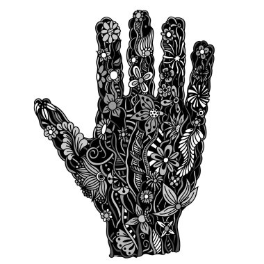 Çiçek palmiye, el çizilmiş