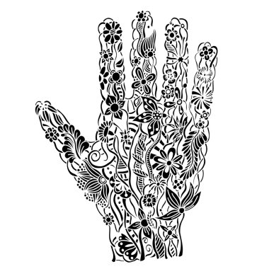 Çiçek palmiye, el çizilmiş