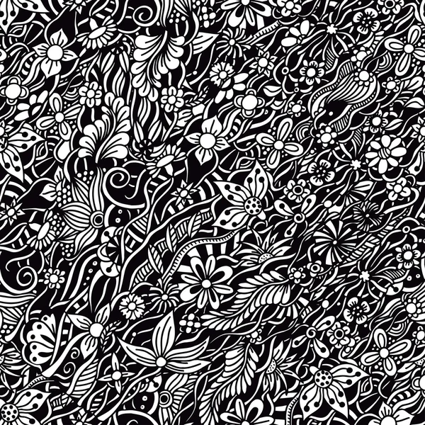 Modèle floral monochrome . — Image vectorielle