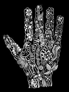 Çiçek palmiye, el çizilmiş