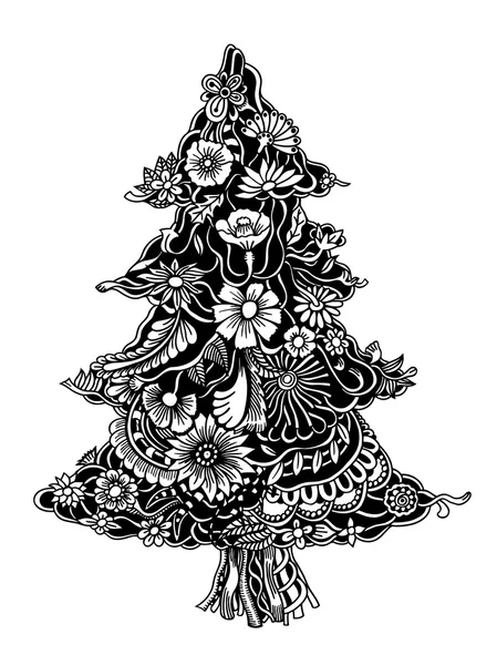 Kerstboom van bloemen — Stockvector