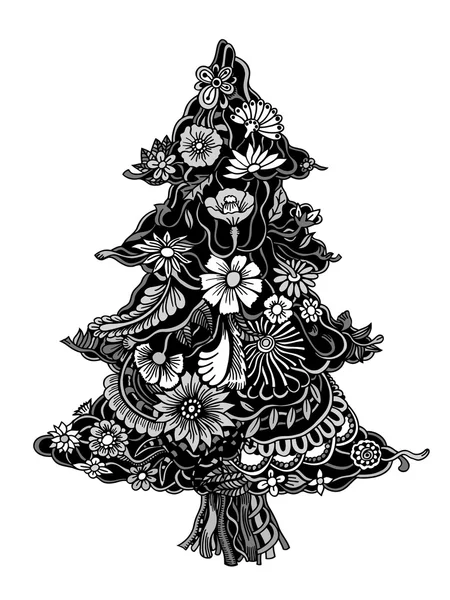 花のクリスマス ツリーでモノクロのシルエット ストックベクター C Grgroupstock 花のクリスマス ツリーでモノクロのシルエット ストックベクター C Grgroupstock