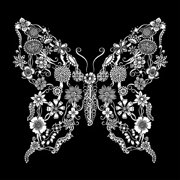 Butterfly Ornamen Dekoratif - Stok Vektor