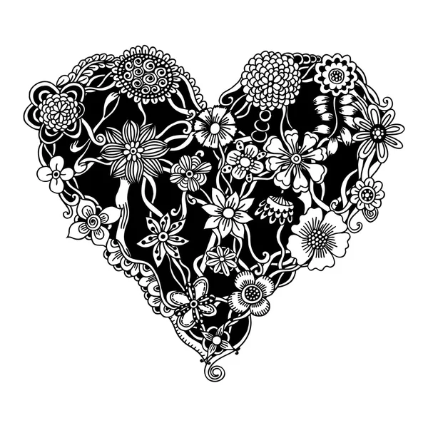 Coeur floral orné — Image vectorielle