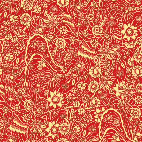 Patrón floral monocromo . — Vector de stock