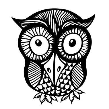 Çizilmiş baykuş illüstrasyon el.