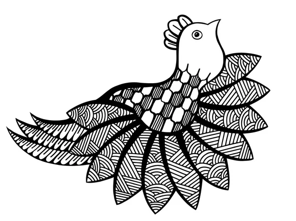 Vector ornamental divertido pájaro — Vector de stock