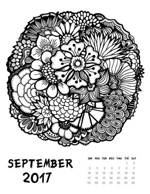 2017 takvim sayfası ayın