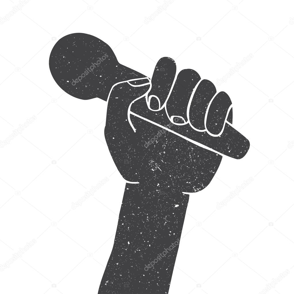 Dessiner un microphone dans une main image vectorielle par Dessiner un microphone dans une main image vectorielle par