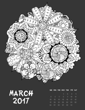 2017 takvim sayfası ayın