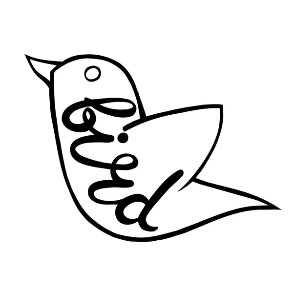 Vogel mit der Inschrift auf dem Körper. — Stockvektor