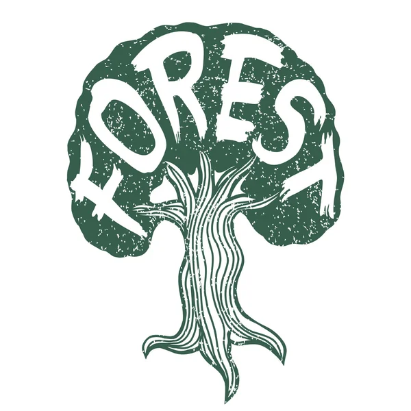 Abstracte boom met woord Forest — Stockvector