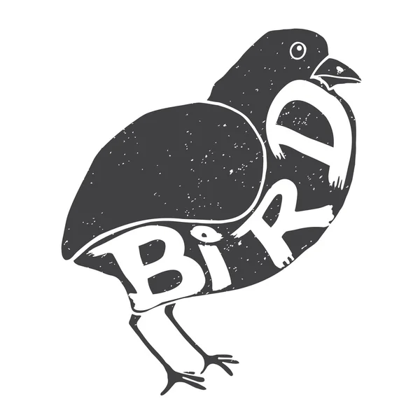 Pájaro con la inscripción en el cuerpo . — Vector de stock