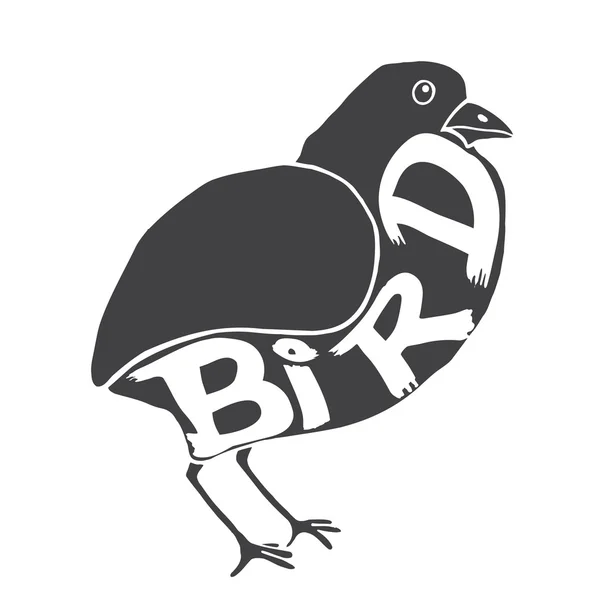 Bird with the inscription on the body. — Stock Vector
