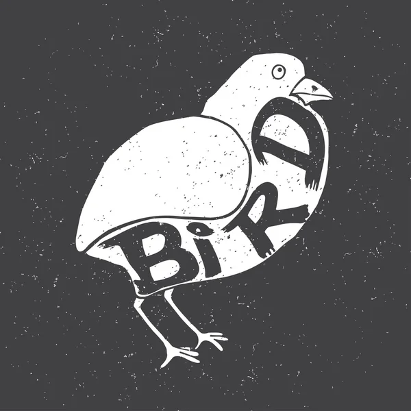 Uccello con l'iscrizione sul corpo . — Vettoriale Stock