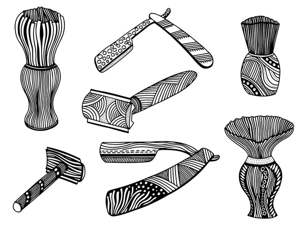 Scheermes en scheren borstel — Stockvector